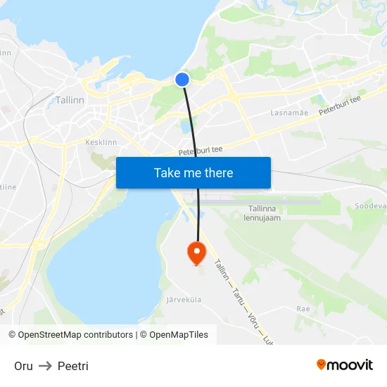 Oru to Peetri map