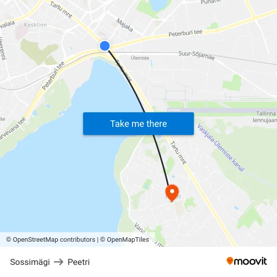 Sossimägi to Peetri map