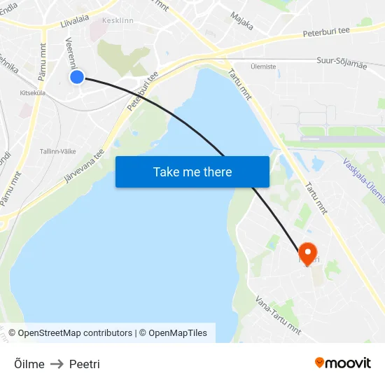Õilme to Peetri map