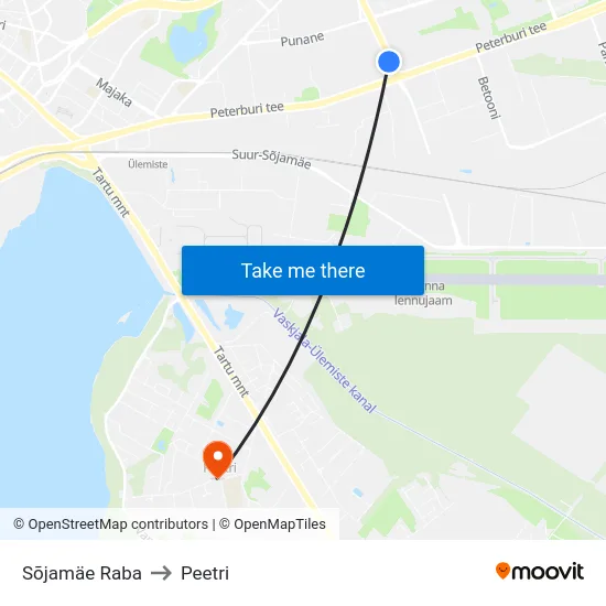 Sõjamäe Raba to Peetri map