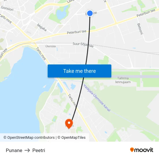 Punane to Peetri map