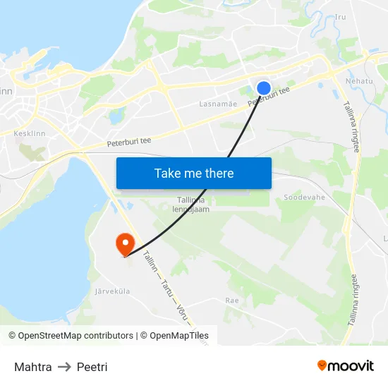 Mahtra to Peetri map