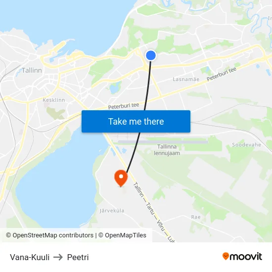 Vana-Kuuli to Peetri map