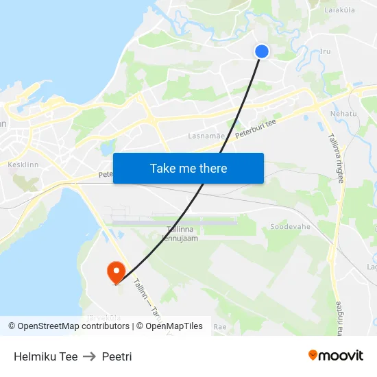 Helmiku Tee to Peetri map