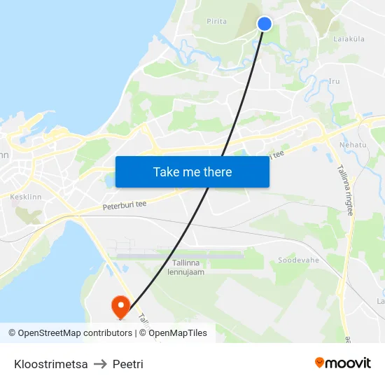 Kloostrimetsa to Peetri map