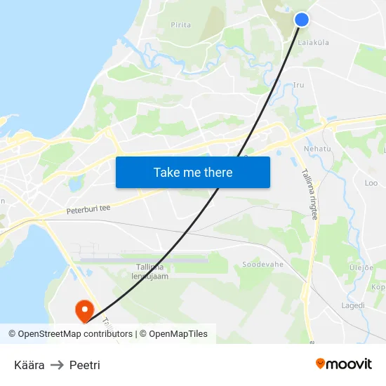 Käära to Peetri map