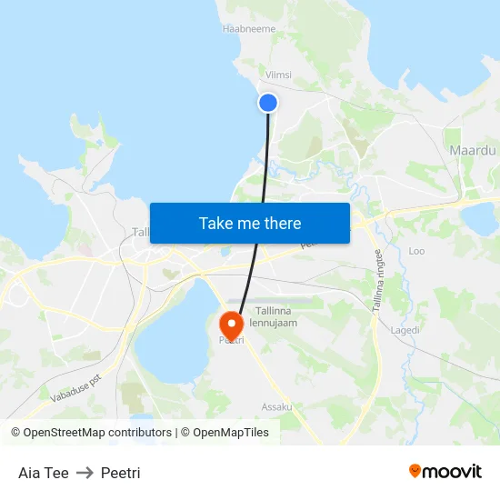 Aia Tee to Peetri map