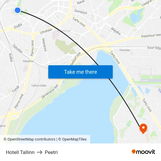 Hotell Tallinn to Peetri map