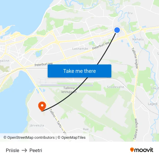 Priisle to Peetri map