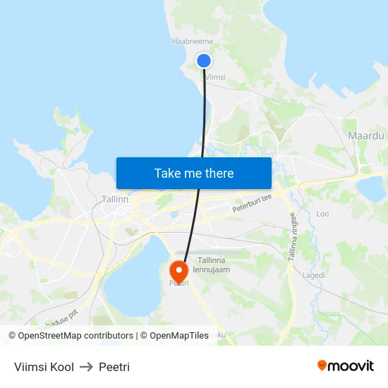Viimsi Kool to Peetri map