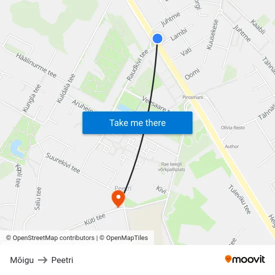 Mõigu to Peetri map