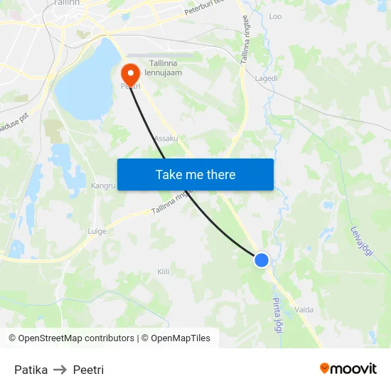 Patika to Peetri map