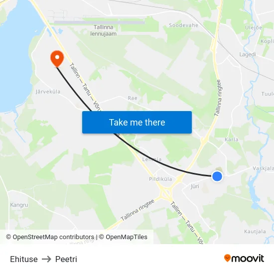 Ehituse to Peetri map