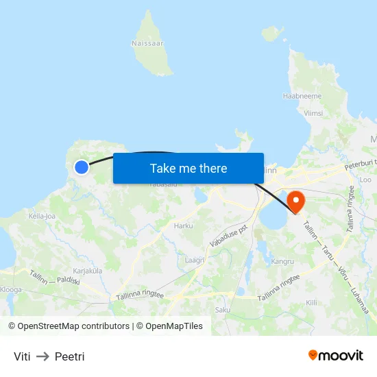 Viti to Peetri map
