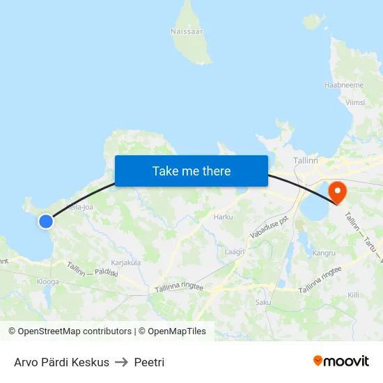 Arvo Pärdi Keskus to Peetri map
