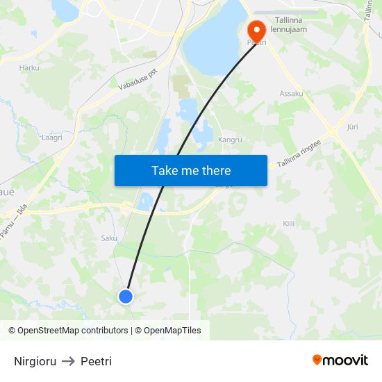 Nirgioru to Peetri map