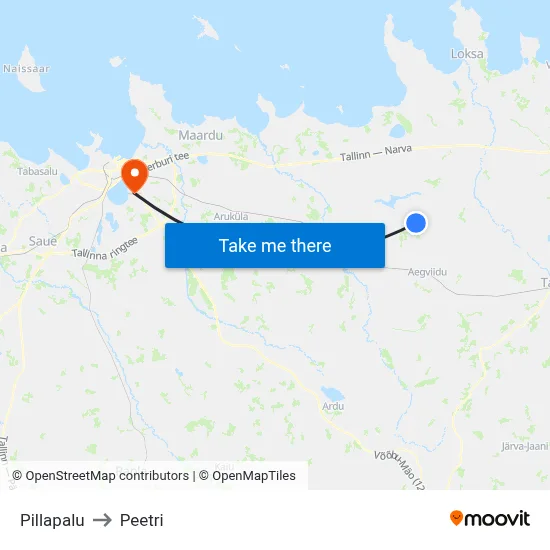 Pillapalu to Peetri map