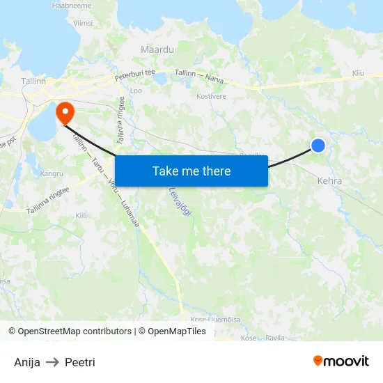 Anija to Peetri map
