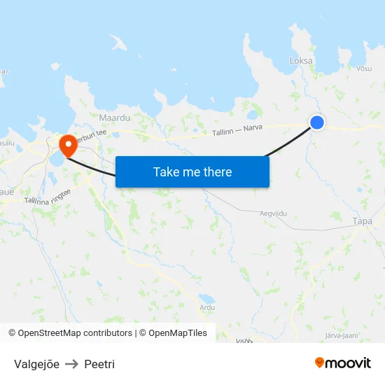 Valgejõe to Peetri map