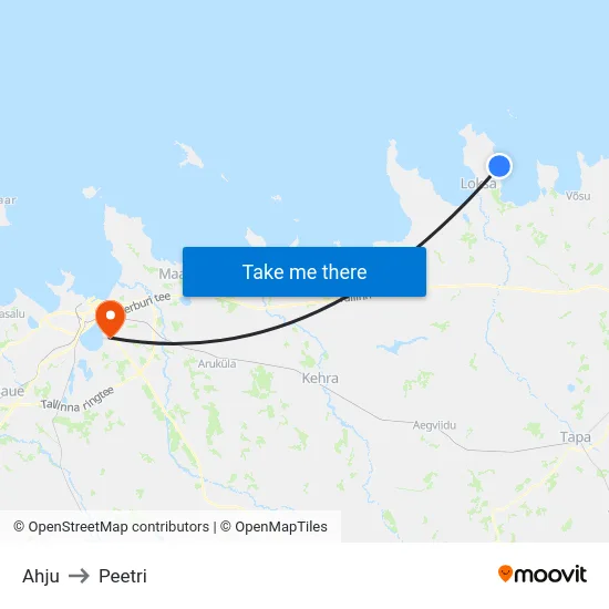 Ahju to Peetri map