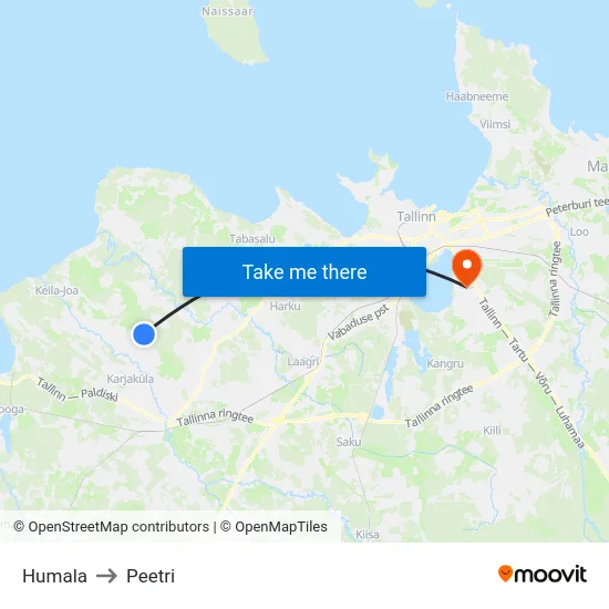 Humala to Peetri map