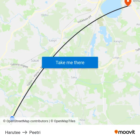 Harutee to Peetri map