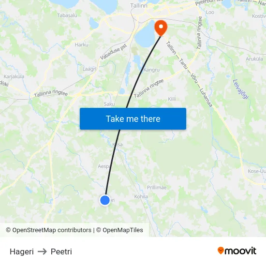 Hageri to Peetri map