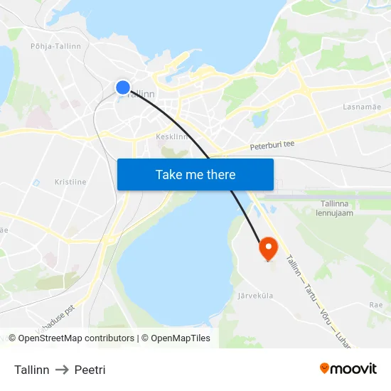 Tallinn to Peetri map