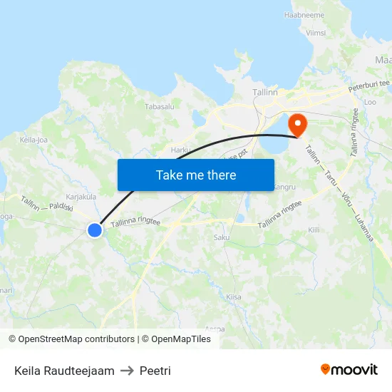 Keila Raudteejaam to Peetri map