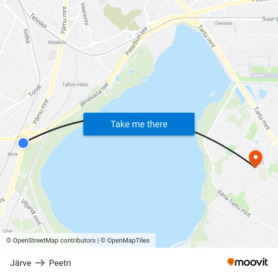 Järve to Peetri map