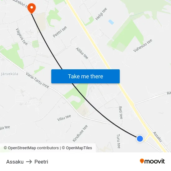 Assaku to Peetri map