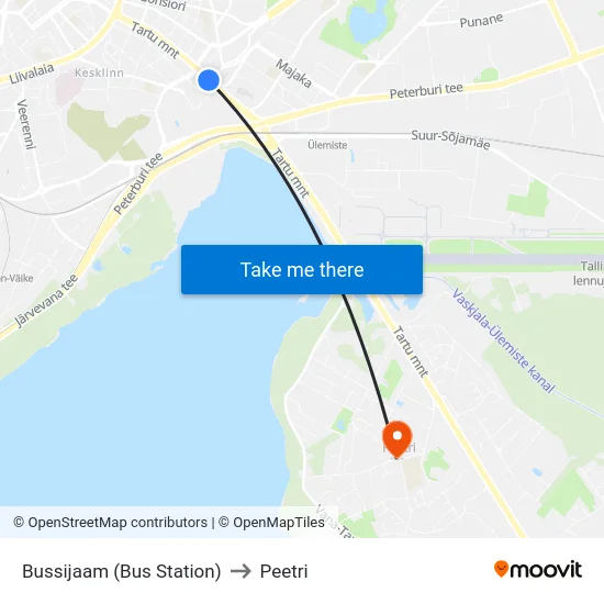 Bussijaam (Bus Station) to Peetri map