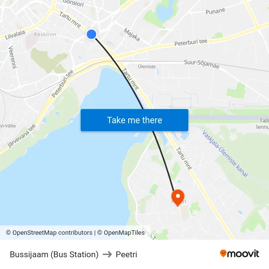 Bussijaam (Bus Station) to Peetri map