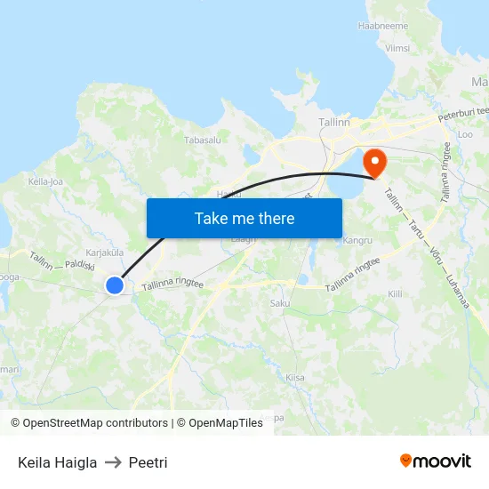 Keila Haigla to Peetri map