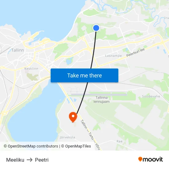 Meeliku to Peetri map