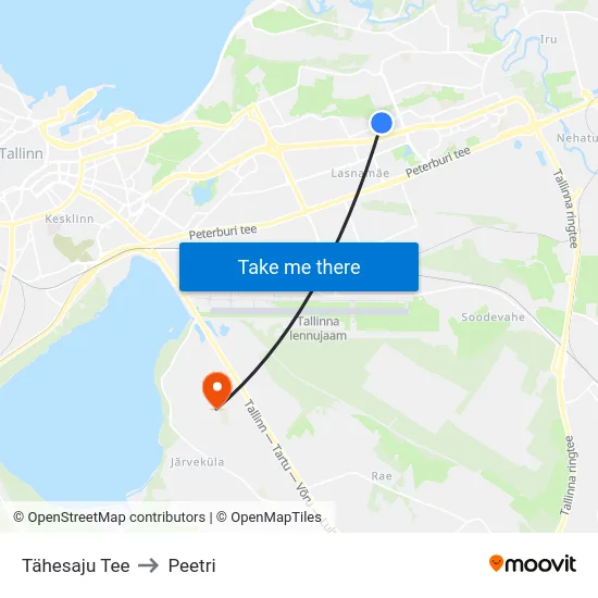 Tähesaju Tee to Peetri map
