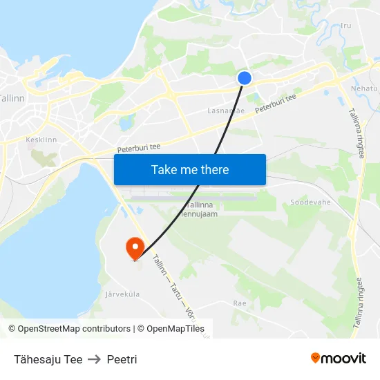 Tähesaju Tee to Peetri map