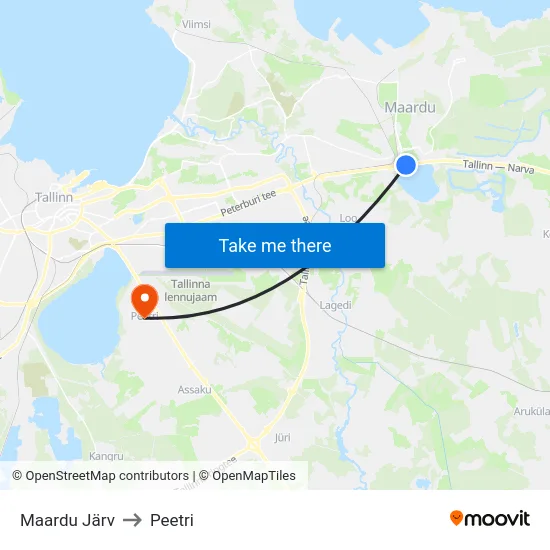 Maardu Järv to Peetri map