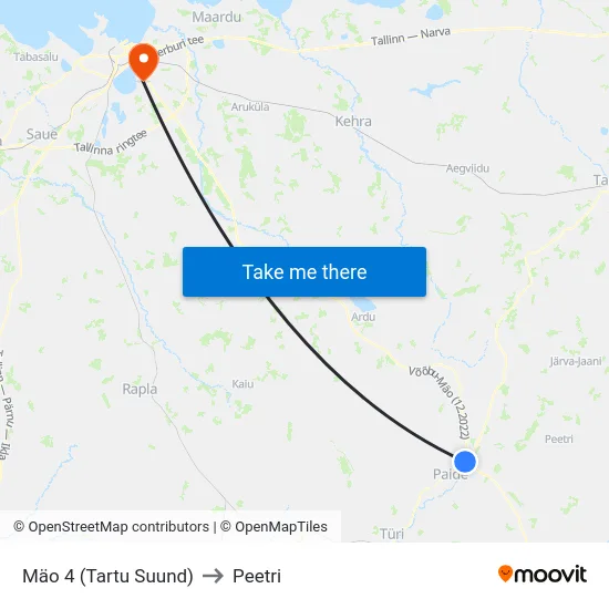 Mäo 4 (Tartu Suund) to Peetri map
