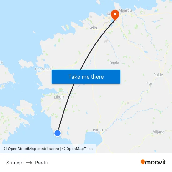 Saulepi to Peetri map