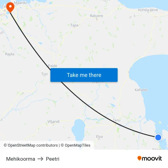 Mehikoorma to Peetri map