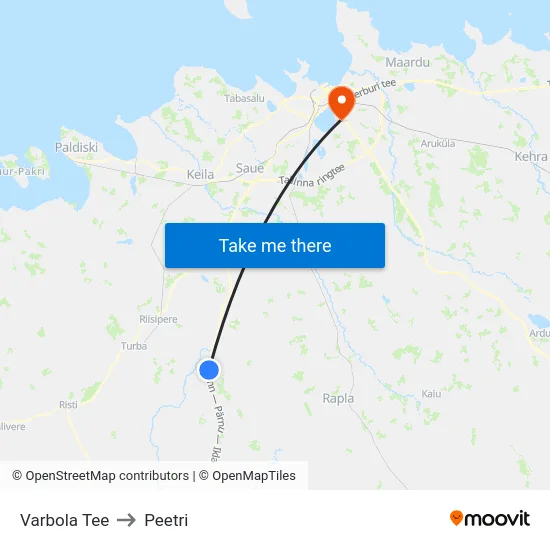 Varbola Tee to Peetri map