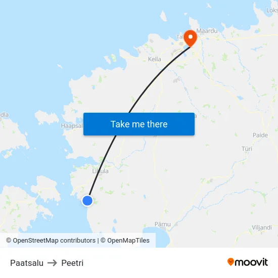 Paatsalu to Peetri map