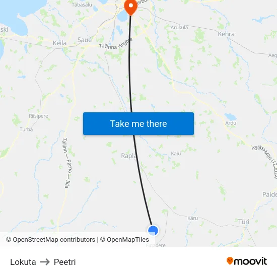 Lokuta to Peetri map