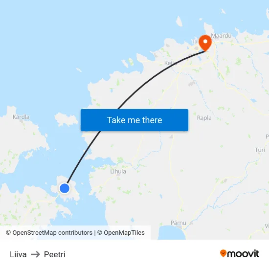 Liiva to Peetri map