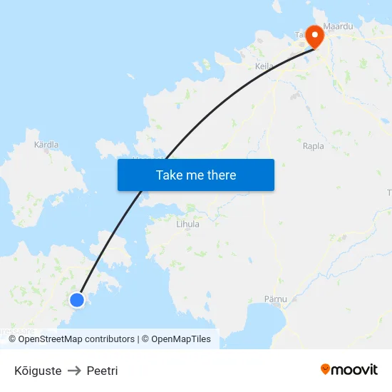 Kõiguste to Peetri map