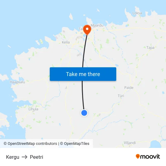 Kergu to Peetri map
