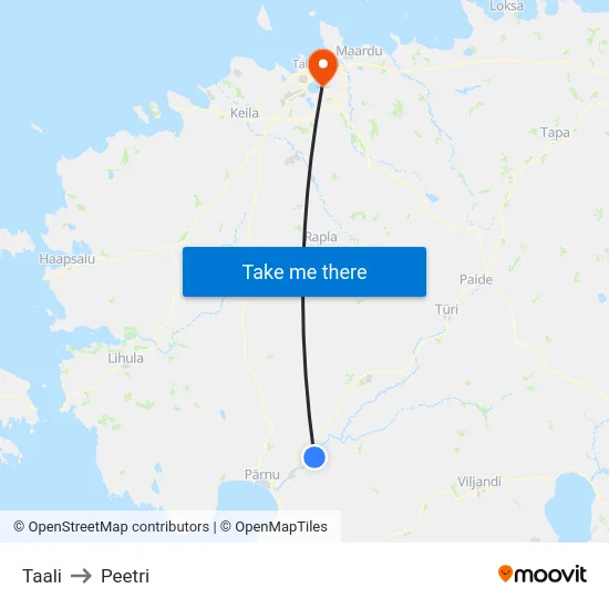 Taali to Peetri map