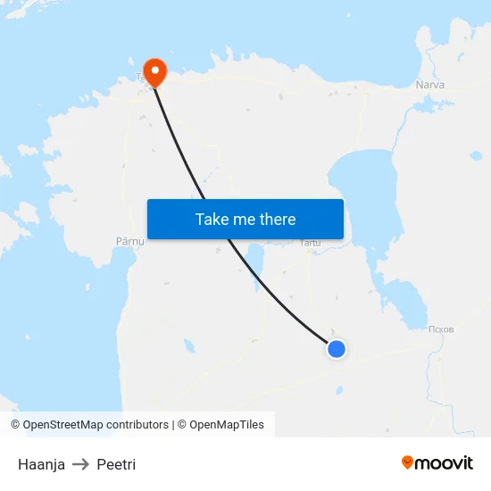 Haanja to Peetri map