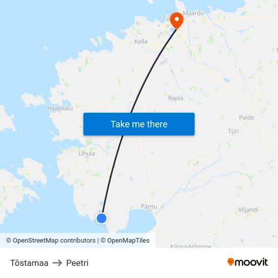 Tõstamaa to Peetri map